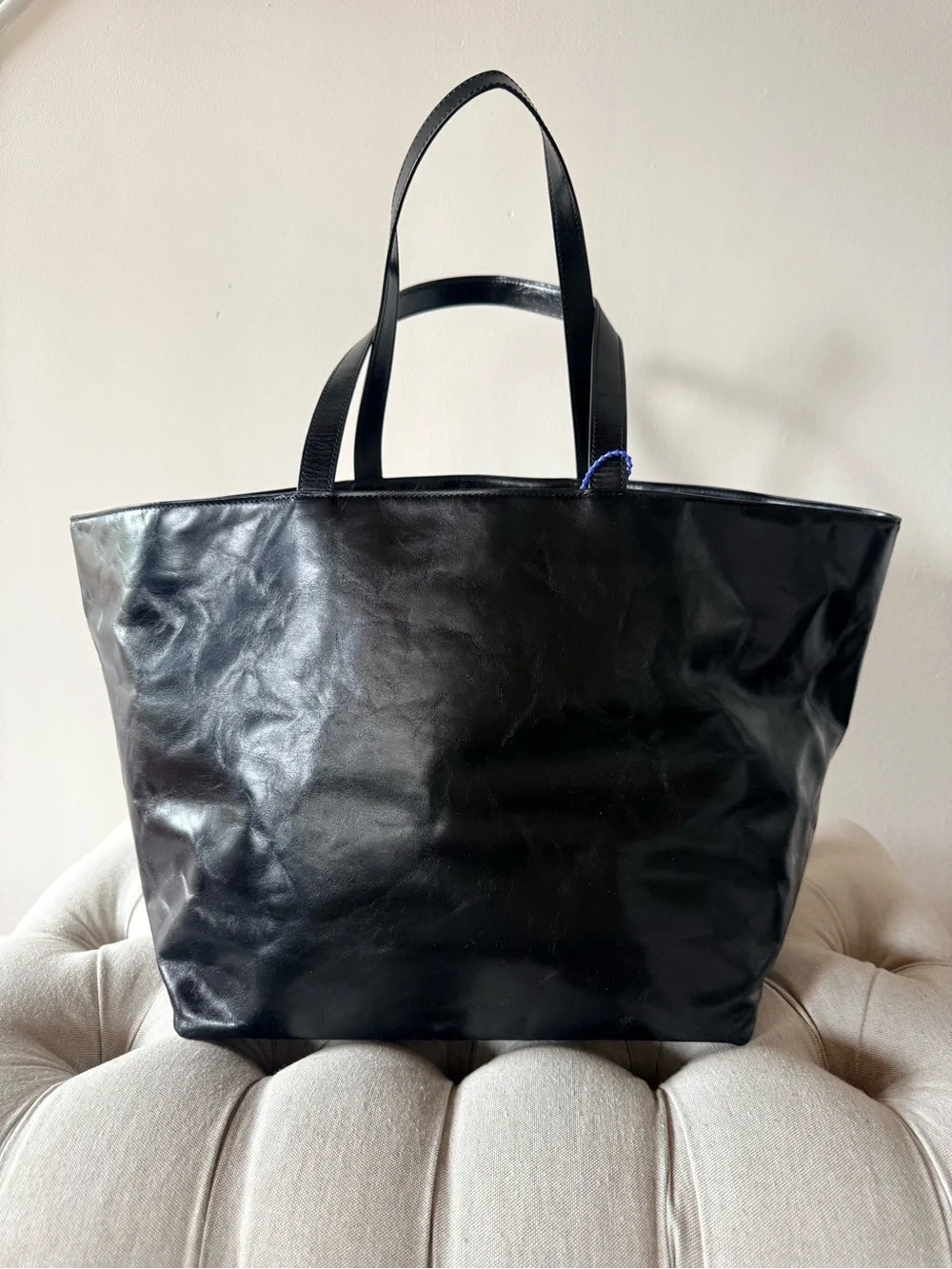 Alexander Wang Black Crinkled Leather Punch Large Tote Bag Pristine $595 Current - Picture 2 of 7